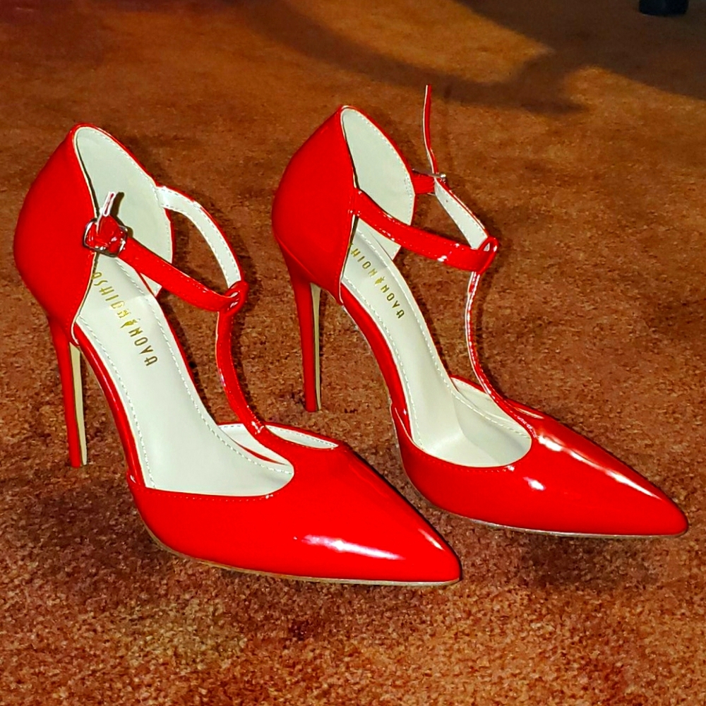 NWOT Red Strapped Heels